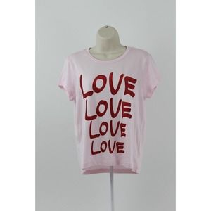 Victoria's Secret PINK Women's Size Small Pink Red Love Graphic T-Shirt